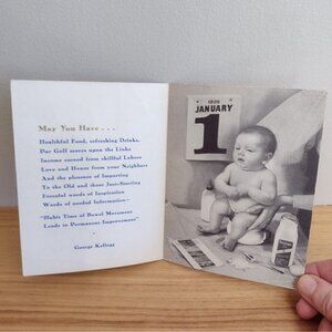 Vintage For The New Year 1936 George Kellogg Quote Baby Constipated Card